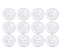 Lot de 12 boutons ronds en plastique à coudre pour pantalons, bretelles, costumes, jupes - 4 trous - Blanc - 17 mm - 27 lignes