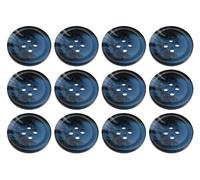 Lot de 12 boutons ronds en plastique à coudre sur une fausse corne pour jupes, pantalons, costumes, shorts et manteaux Bleu 18 mm Longueur 28 mm