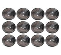 Lot de 12 boutons ronds en plastique à coudre sur une fausse corne pour jupes, pantalons, costumes, shorts et manteaux Gris 18 mm