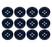 Lot de 12 boutons ronds plats à coudre Bleu foncé 15 mm 4 trous 24L 24 lignes