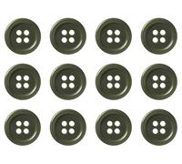 Lot de 12 boutons ronds plats à coudre Vert olive 15 mm 4 trous 24L 24 lignes