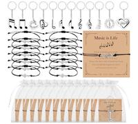 Lot de 12 bracelets de note de musique avec porte-clés pour les amateurs de | Cartes inspirantes pour musicien, cadeaux de reconnaissance pour chorale, cadeaux de fête musicale pour musicien, chorale