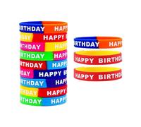 Lot de 12 bracelets en silicone avec inscription « Happy Birthday » - Légers - Pour adultes - Couleur aléatoire