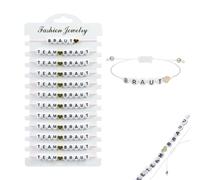 Lot de 12 Bracelets Jga Team Bride pour Femmes avec Perles de Lettres | Bracelet Team Bride réglables bracelets de mariée d'équipe pour Rendez-vous, Mariage et Cadeau d'Accompagnement
