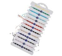 Lot de 12 bracelets mauvais œil pour femme : bracelet porte-bonheur avec perles étranges, bracelet de cheville d'amitié réglable (meilleur qu'un collier)