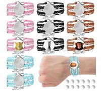 Lot de 12 bracelets vierges à transfert de chaleur pour sublimation, bracelets réglables en cuir pour la fabrication de bijoux, comprend des feuilles d'aluminium et des paramètres de plateau de