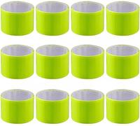 Lot de 12 Brassard Reflechissantes, Clip Haute Visibilité Bras de Cheville Bracelet Fluo Band pour Courir Cyclisme Marche(Vert Clair)