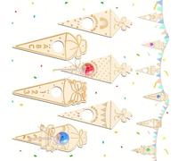 Lot de 12 breloques en bois faites à la main en forme de crème glacée avec revêtement anti-adhésif pour travaux manuels et décoration, accessoires de projets de peinture, décoration de crème glacée