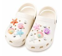 Lot de 12 Breloques pour Chaussures Crocs, Pins Crocs Femme | Charms Décoratifs Plage Accessoires Sandales Jolie étoile de Mer Coquillage Charmes de Chaussure Pour Sabots et Sandales