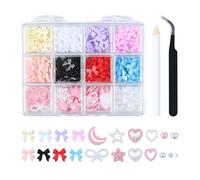 Lot de 12 breloques pour ongles colorés et élégants, convient pour la manucure, le nail art pour les fêtes