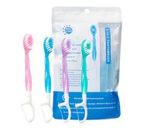Lot de 12 brosses à dents jetables avec dentifrice, mini brosse à dents avec dentifrice, 12,7 cm, pré-nouées, fil dentaire, gratte-langue, haleine fraîche, cure-dents, ensemble de brosses à dents jeta