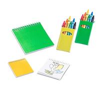 Lot de 12 cahiers avec pochoirs + 12 boîtes avec 6 cres, chaque boîte à colorer, cadeaux pour événements, crèche, anniversaire