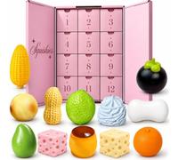 Lot de 12 calendriers de l'Avent 2026 Crunchy Squishy Fun Box | Boules anti-stress croustillantes au fromage à la mangue, aux arachides, au pudding, à retour lent, cadeaux de fête pour