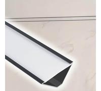Lot de 12 canaux LED en aluminium avec couvercle blanc laiteux, profil noir de 1 m pour bande lumineuse LED de 8 mm, éclairage indirect pour armoire de moulage de couronne, facile à couper
