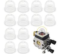 Lot de 12 capsules d'allumage - Pompe à carburant - Piston d'amorçage - Pour tondeuse, souffleur, tondeuse, tronçonneuse, cutter, haie - Transparent