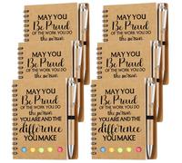 Lot de 12 carnets de remerciement inspirants pour collègues, 6 blocs-notes à spirale A6 avec notes et 6 stylos, cadeaux en vrac pour collègues, cadeaux de départ, cadeau de reconnaissance pour employé