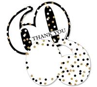 Lot de 12 cartes de remerciement pour 60e anniversaire adulte Doré