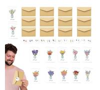 Lot de 12 cartes de vœux vierges florales - Cartes de vœux vierges élégantes pour rétablissement - Belles cartes de vœux vierges avec enveloppes et autocollants pour anniversaire de mariage