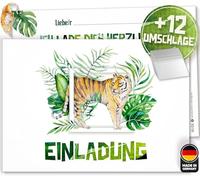 Lot de 12 cartes d'invitation dinosaure pour anniversaire d'enfant