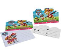 Lot de 12 cartes d'invitation PAW Patrol - Rose - Pour fête d'anniversaire ou fête à thème - Avec 6 invitations et 6 enveloppes - Pour enfants - Anniversaire - Invitations - Thème chien Nickelodeon