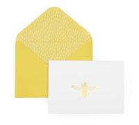 Lot de 12 cartes et enveloppes à motif abeille | Motif en relief en feuille d'or | Intérieur vierge | Merci, invitations et notes quotidiennes | Coffret cadeau de papeterie