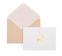 Lot de 12 cartes et enveloppes en forme de bouquet de fleurs de remerciement | Motif en relief en feuille d'or | Intérieur vierge | Coffret cadeau papeterie