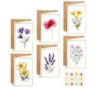Lot de 12 cartes postales florales avec enveloppes | Notes de vœux pour occasions spéciales | Illustration botanique, enveloppes assorties, cartes de message