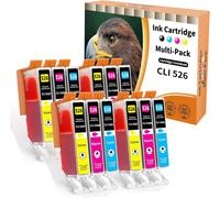 Lot de 12 cartouches d'encre 526XL compatibles Canon CLI-526 526C 526M 526Y pour MG-5140 MG-5150 MG-5250 MG-5350 MG-6150 MG-6250 MG-8150 MG-8250 MX-715 MX-815 MX-815 80 MX. 885 MX-895