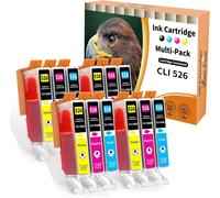 Lot de 12 cartouches d'encre 526XL compatibles Canon CLI-526 526C 526M 526Y pour MG-5140 MG-5150 MG-5250 MG-5350 MG-6150 MG-6250 MG-8150 MG-8250 MX-715 MX-815 MX-815 80 MX. 885 MX-895