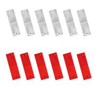 Lot de 12 Catadioptre Rectangle Homologué E4, Réflecteurs de Sécurité, Ø60 mm Catadioptre Réflecteur pour Poteaux de Barrière Caravane Tracteur Camion Remorque, (Rouge + Blanc)