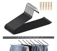 Lot de 12 Ceintre pour Pantalons, Antidérapants Porte Pantalon avec 5 Clips, Gain Place Extrémité Ouverte Cintres pour Pantalons, écharpes, Jeans, Vêtements, Serviettes- Noir