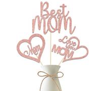 Lot de 12 centres de table « Happy Mother's Day », décorations pour fête d'anniversaire sur le thème « We Love Mom » pour femme - Or rose
