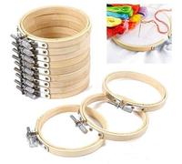 Lot de 12 cerceaux à broder ronds en bambou pour broderie au point de croix, cercle réglable, cadres de broderie ronds, fournitures de broderie pour loisirs créatifs, couture pratique (13 cm)