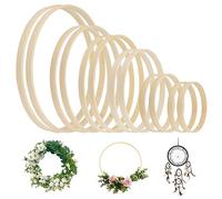 Lot de 12 Cercle Bois de Bambou,6 Tailles (8/10/13/15/18/20 cm) Cercle Attrape Reve,Cercle Floraux Bois,Cercle en Bois Anneau Bois en Bambou pour Loisirs Créatifs,Décoration de Couronne de Mariage