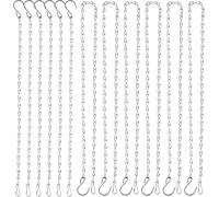 Lot de 12 chaînes à panier à suspendre,6 pcs 88,9 cm et 6 pcs 33 cm Poulet mangeoires à suspendre Chaîne avec clip et crochet,chaînes métalliques de remplacement pour pots de cage à