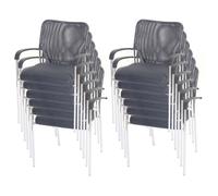 Lot de 12 chaises de conférence / visiteur Tulsa, empilable, tissu siège gris, dossier gris