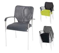 Lot de 12 chaises de conférence / visiteur Tulsa, empilable, tissu siège gris, dossier gris