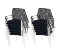 Lot de 12 chaises de conférence / visiteur Tulsa, empilable, tissu siège noir, dossier noir
