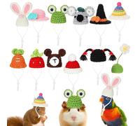Lot de 12 chapeaux pour hamster - Réglables - En acrylique - Tricotés - Avec sangle réglable - Mini chapeaux de fête - Chapeaux faits à la main pour hamsters, cochons d'Inde et reptiles