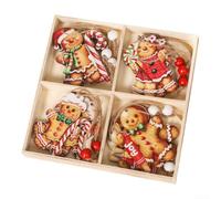 Lot de 12 charmantes décorations de Père Noël en bois - Poupées fantaisistes en forme de biscuit pour votre histoire de fête, poupées festives en bois pour maison de vacances (B)