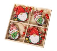 Lot de 12 charmantes décorations de Père Noël en bois - Poupées fantaisistes en forme de biscuit pour votre histoire de fête, poupées festives en bois pour décoration de maison de vacances (F)