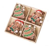 Lot de 12 charmantes décorations de Père Noël en bois - Poupées fantaisistes en forme de biscuit pour votre histoire de fête, poupées festives en bois pour maison de vacances (D)