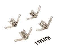 Lot de 12 charnières de meubles 28 x 22 mm - Boîte cadeau en bois - Couvercle L - Support à 90 degrés - Charnière à ressort - Argent antique