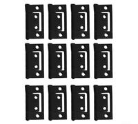 Lot de 12 charnières de porte d'armoire, 38 x 21 mm, quincaillerie en métal pour portes de meubles et volets, conçue pour un mouvement stable et sans effort de porte (noir)