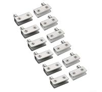 Lot de 12 charnières de porte en verre en acier inoxydable avec clips pivotants réglables et patins antidérapants pour portes en verre d'armoire, installation par perceuse