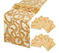 Lot de 12 chemins de table dorés à paillettes pour décorations de fête, anniversaire, mariage, fiançailles, enterrement de vie de jeune fille, fête prénatale, enterrement de vie de jeune fille, fête
