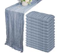 Lot de 12 chemins de Table en étamine, 89 x 305 cm, Style bohème Rustique et Romantique, pour Mariage, fête prénuptiale, fête d'anniversaire, décoration de Table, Bleu poussiéreux