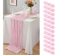 Lot de 12 chemins de Table en étamine Rose Clair de 55 x 300 cm,chemins de Table en Gaze Semi Transparente,Chemin de Table en Tissu en Tissu à Fromage en Vrac pour Mariage