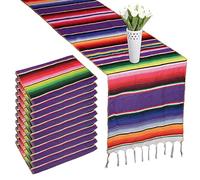 Lot de 12 chemins de Table mexicains en Coton à Rayures colorées pour fête d'anniversaire, Mariage, Vacances - 35,6 x 213,4 cm