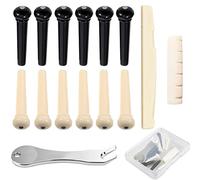 Lot de 12 chevilles de chevalet de guitare acoustique avec extracteur de goupille et écrou de selle de chevalet de guitare, pièces de rechange et accessoires